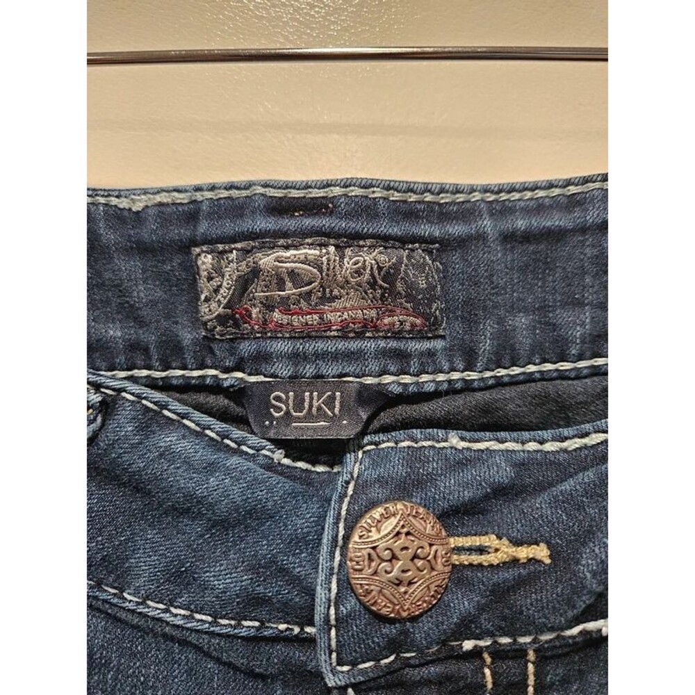 Silver Jeans Suki Mid Super Skinny Womens Blue Distressed Denim Jeans w31×L31 - Picture 3 of 11